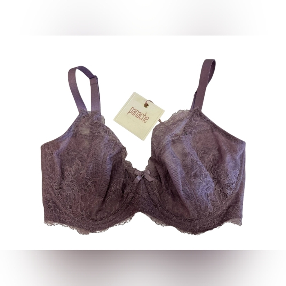 Panache NWT Plunge Ava Dusky Lilac Lace Bra Size 32FF